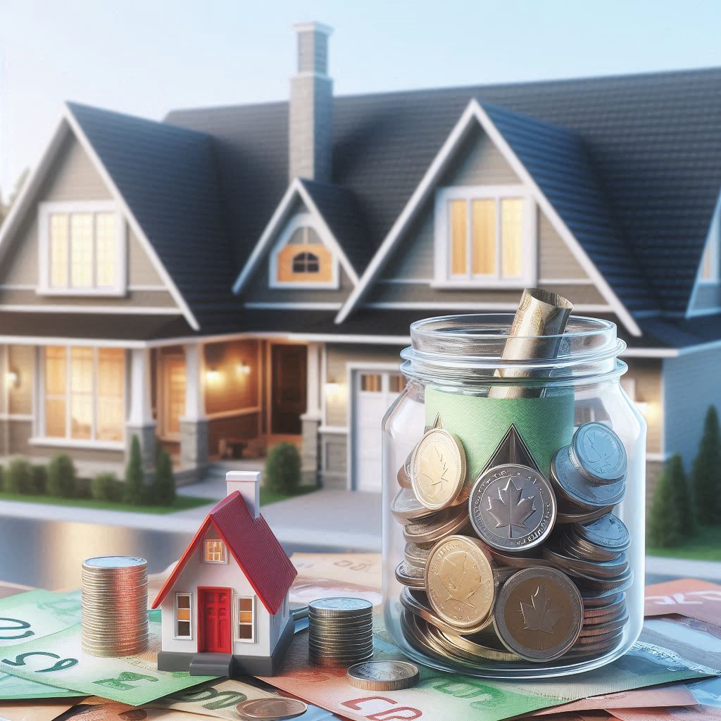 A-realistic-picture-of-a-couple-homes-with-a-jar-full-of-Canadian-dollar-coins-and-bills.